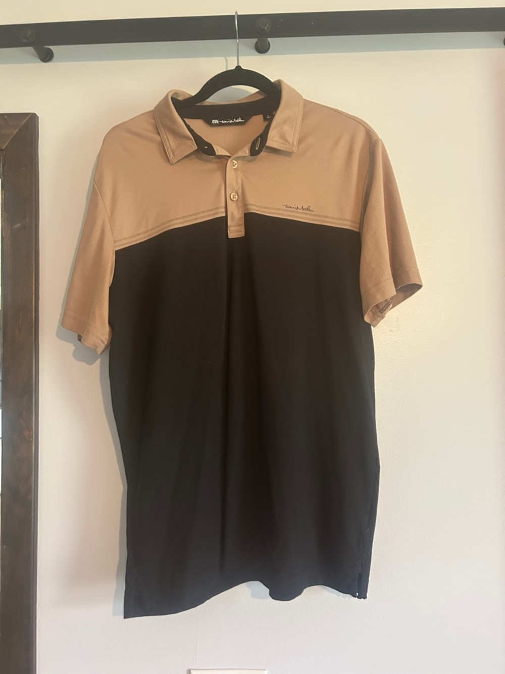 Travis Matthew Tan and Black Polo Shirt -